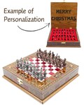 Wooden Chess Board with Storage Unique Cooper Chess Pieces Mythology Troya Figures Personalized Gifts for Husband