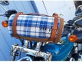 Motorcycle Bedroll & Wool Blanket with Waxed Canvas Waterproof Backing | Camping Gear, Cowboy Roll, Military Blanket, Plaid Picnic Blanket