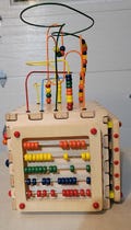 Wooden Learning Sensory Cube Abacus Blocks Spin Wheels Coordination Activities