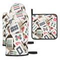 Mahjong-Themed Oven Mitts and Pot Holders 3 PC Set - Perfect Gift for Mahjong Enthusiasts