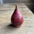 Antique Wooden Spinning Top, 1930s Red Toy for Children - Vintage Painted Folk Art, Midcentury Toys, Retro Game, Rustic Farmhouse Decor