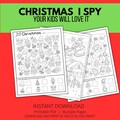 Christmas I Spy and Coloring Sheets