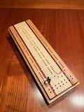 Cribbage Board - Cherry Maple Padauk With Card and Pegs Storage- Christmas Gift