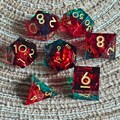 Red Green Resin Dice, DnD Resin Dice Set, Polyhedral Dice, Resin Dice Set, Dungeons and Dragons, RPG Dice