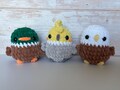 Crochet mallard duck, bald eagle, cockatiel, Handmade bird plushie, desk friend for bird lovers