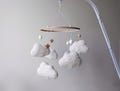 Boucle cloud mobile nursery White baby crib mobile for gender neutral boho nursery decor Musical minimalist cot mobile Baby shower gift