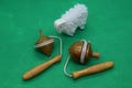 small spinning top launcher/Creations sculptures handcrafted from its noble material: wood
