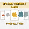 RPG Currency Coin Tokens DnD Item Cards Bundle - RPG Dungeons and Dragons - Copper, Silver, Gold, Electrum, Platinum, RPG, dnd currency gold