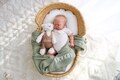 Blanket/ Plush Bear Set, Embroidered Baby gift, Christmas baby gift, Stroller Blanket, Newborn Baby Gift, Soft Cotton Knit blanket,2 pcs set