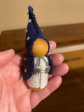 Waldorf Peg Doll Gnome, beaded with Snowflake and stars