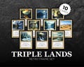 Retro Frame Triome Lands - Complete Set, Custom Cards, MTG Proxy Altered Art (63mmx88mm)