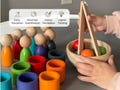 Montessori Wooden Colour Sorting Toy. Early Educational Game for Kids and Toddlers. Colour Matching and Hand-Finger Coordination Practice.