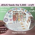 Jesus 3D Coloring DIY Craft Printable For Christian Girl Homeschool Bible Verse Lesson Activity For Kids Sunday School Worksheet Feeds 5,000