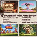 PLR| 75+ 3D Animated Video Assets for Kids w/ Voiceovers | VOL. 2|Customizable for You Tube Tik Tok Insta| Rebrand Resell| Bonus + Tutorial